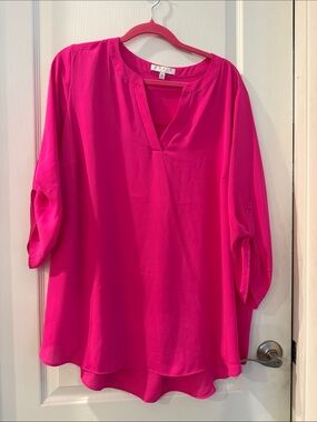 Chaus Women’s Hot Pink Split V-Neck Tunic